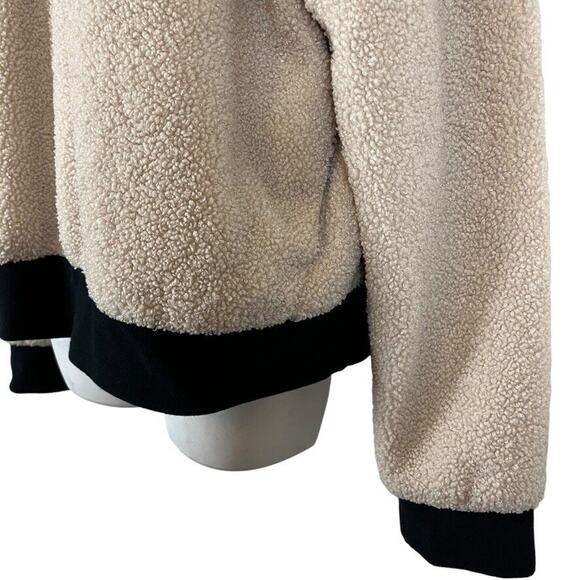 Fabletics Womens Dream Polar Fleece Teddy Ivory 1/4 Zip Jacket Sweatshirt sz L - Picture 10 of 16